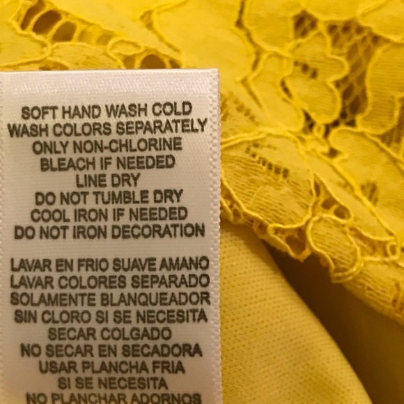 Yellow Lace Dress with Short Flowing Sleeves - Picture 6 of 6